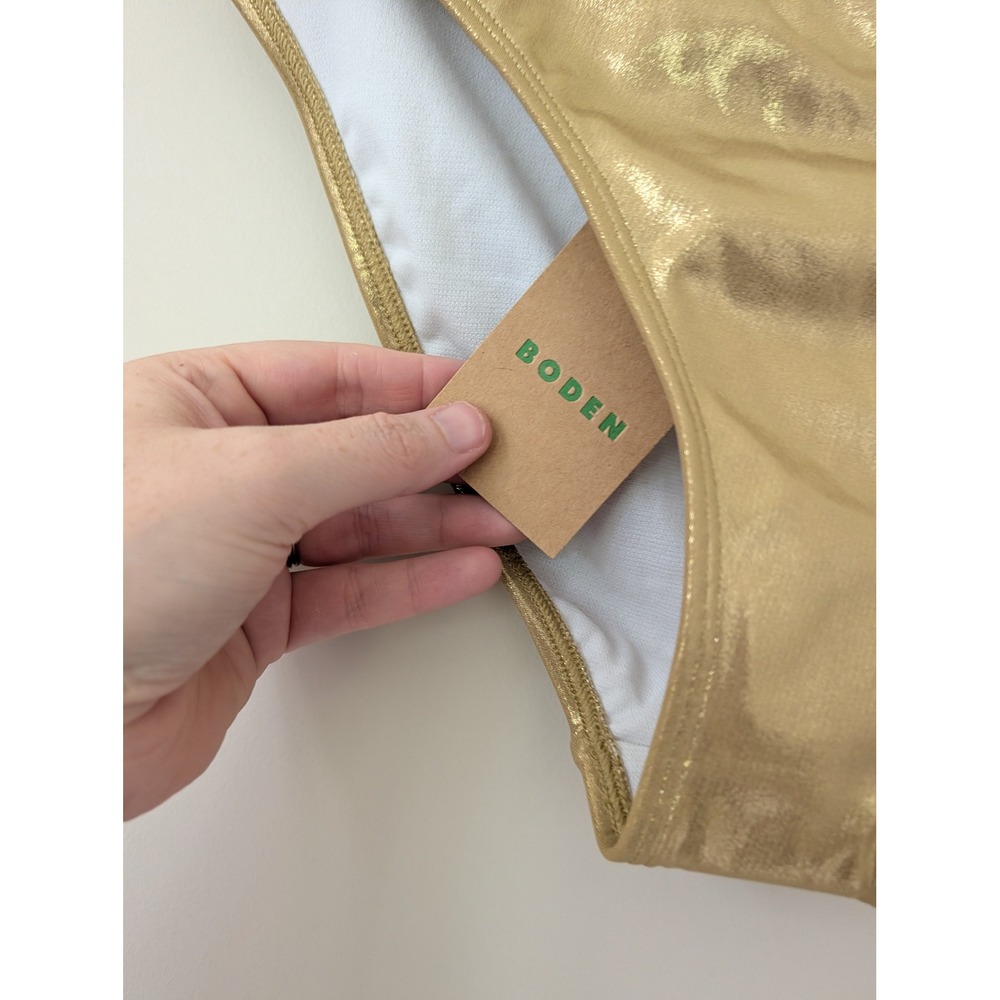 Boden Palermo Ruffle V Bikini Set Gold Metallic‎ Lame Two Piece Swimsuit 8/10 - Picture 9 of 14